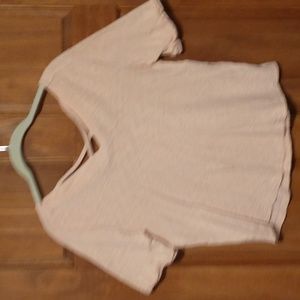 Love Life Live woman's size S cotton crisscross back ruched hem short sleeve Tee